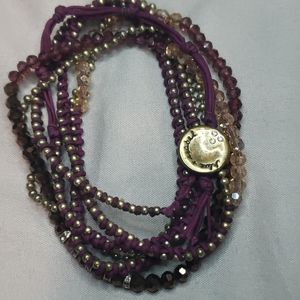 Plum bead + chain multi-wrap bracelet
